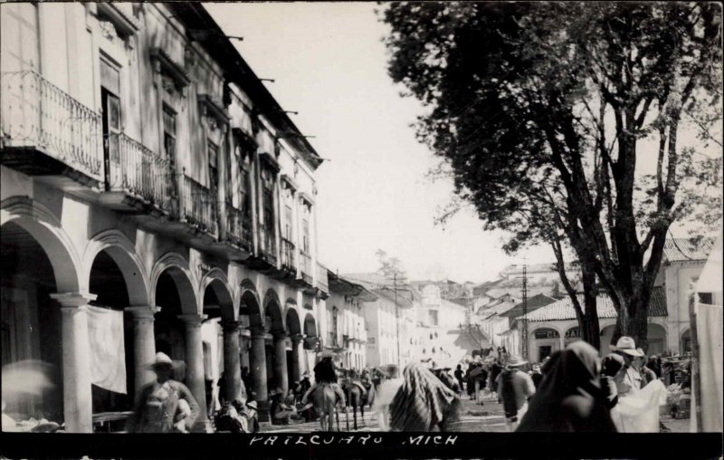 Paracuaro Mexico MEX Street Scene Real Photo Vintage Postcard 