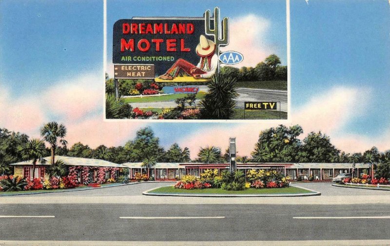 DREAMLAND MOTEL Savannah, Georgia Roadside c1950s Chrome Vintage Postcard