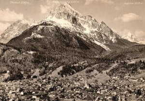 Vintage Postcard Photo Mittenwald versus Wetterstein Mountains Austria RPPC