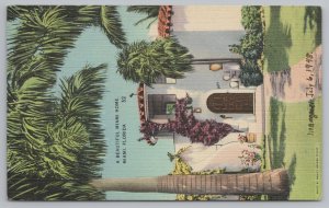 Miami Florida~Beautiful Miami Home Front View~Vintage Postcard