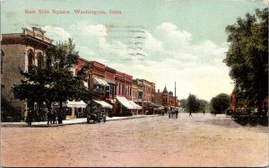 Postcard East Side Square in Washington, Iowa~1417