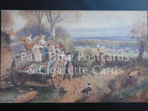 Old PC, Country Scene & Fox Hunt by W Birket Foster, Pub N Wolsey & Co Leicester 