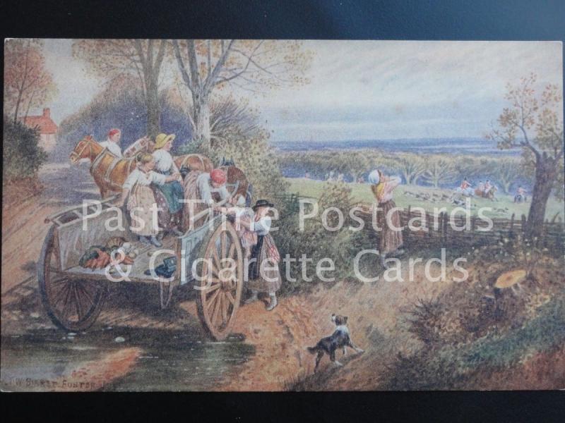 Old PC, Country Scene & Fox Hunt by W Birket Foster, Pub N Wolsey & Co Leicester