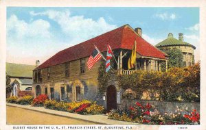 Oldest House in US Stars & Stripes St Augustine Florida 1920c postcard