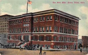 TULSA, OK Oklahoma  NEW ELK'S HOME  Street View~Man & Dog~Cars  c1910's Postcard