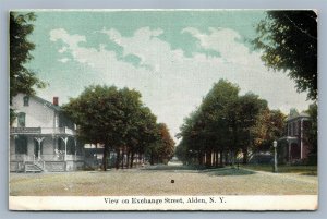 ALDEN NY EXCHANGE STREET 1910 ANTIQUE POSTCARD