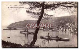 Old Postcard Villefranche La Rade and I Wing Nice surroundings Boat