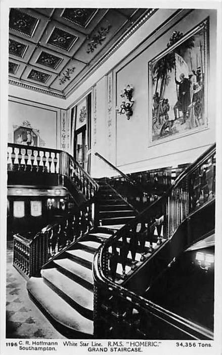 R.M.S.  Homeric   White Star Line , Grand Staircase   RPC