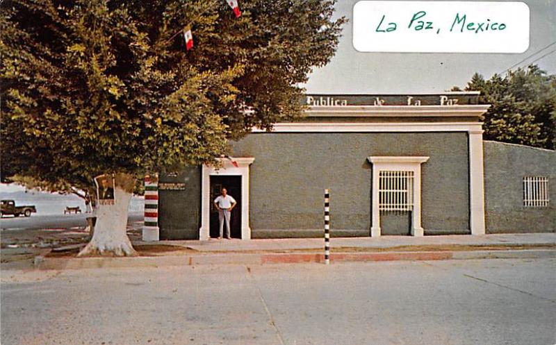 Mexico Old Vintage Antique Post Card La Paz Good Neighbor Public Library Unused