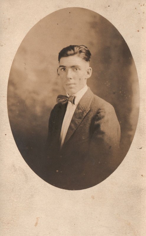 Vintage Postcard 1900's Portrait of a Handsome Gentleman Wearing Black Suit
