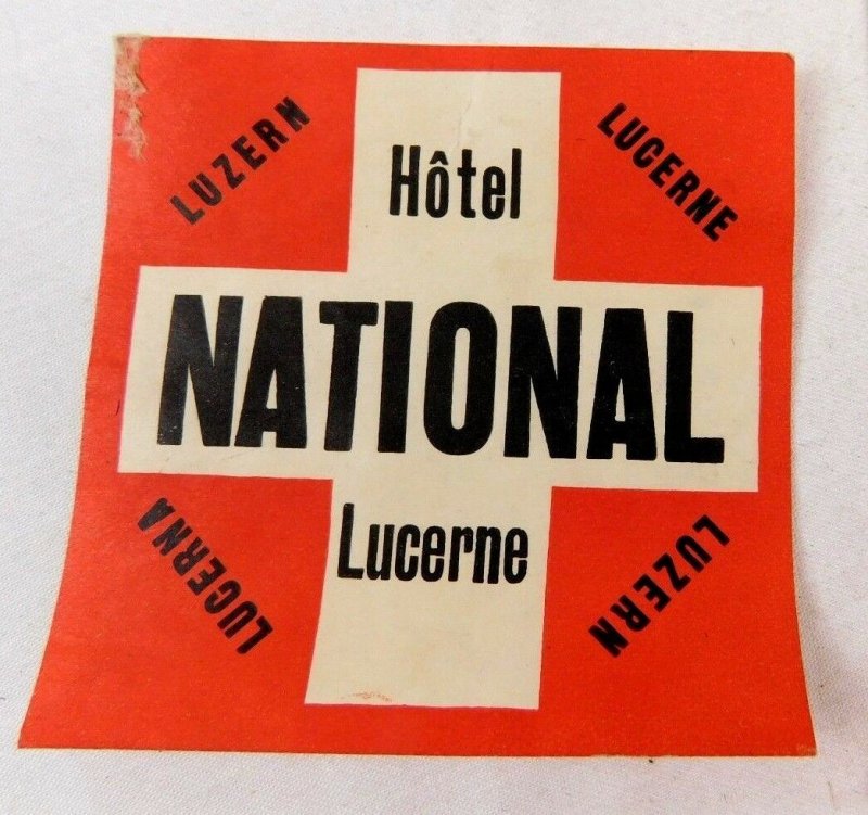 1920's-30's Hotel National Lucerne Lot of 2 Luggage Labels Vintage Originals E5