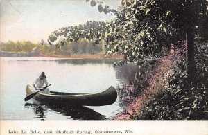 Canoe Canoeing Lake La Belle Shufeldt Spring Oconomowoc Wisconsin postcard