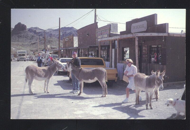 OATMAN ARIZONA DOWNTOWN STREET SCENE ROUTE 66 DONKEY VINTAGE POSTCARD