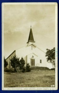 Camp Croft South Carolina sc 2nd Regimental Area Chapel real photo postcard WW1