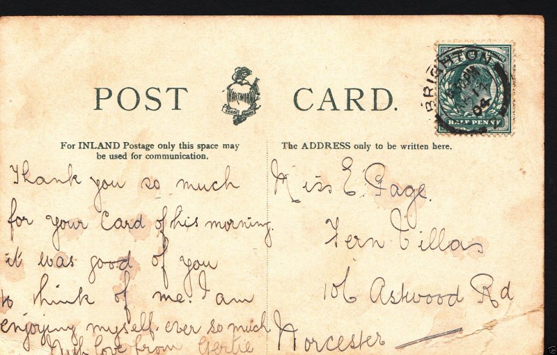 Genealogy Postcard - Ancestor History - Page or Cage - Worcester  A9261