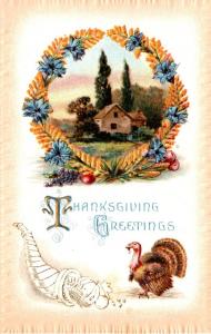 Thanksgiving With Turkey and Landscape Scene