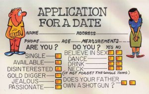 Date Application Sex Wanted 1970s Complete This Form Comic Postcard