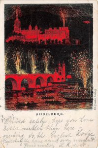 Lot182 heidelberg germany postcard litho fireworks