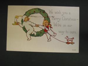 Children Christmas Wreathe Toy c1910 Postcard