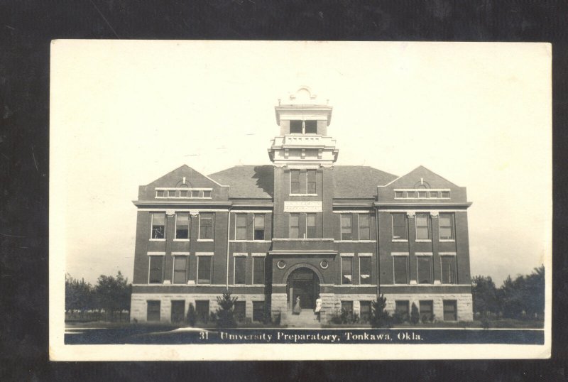 RPPC TONKAWA OKLAHOMA UNIVERSITY PREPARATORY VINTAGE REAL PHOTO POSTCARD