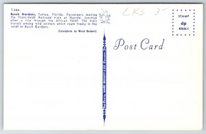Tampa Florida~Busch Gardens Passengers Leaving Trans-Veldt Train~Vtg Postcard