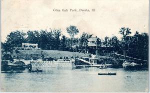 PEORIA, IL Illinois     GLEN  OAK  PARK from Water   1909    Postcard