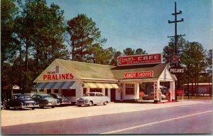 Chrome Postcard Kingsland Georgia GA Elmo's Cafe Restaurant Coca Cola Sign S21