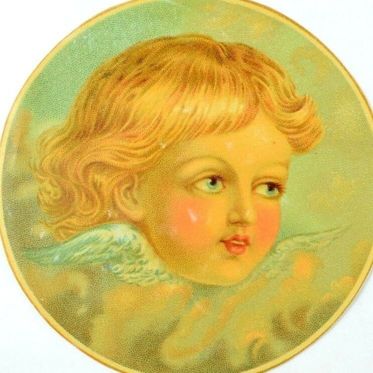 1880's lovely Heavenly Angels Winged Round Victorian Scrap Cards #G