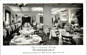 1940s The Colonial Room at The Roosevelt Hotel New York NY Postcard
