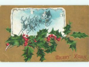 Divided-Back SANTA CLAUS CHRISTMAS SCENE Great Postcard W8273