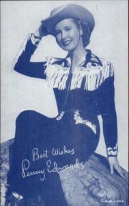 Cowgirl Movie Actress in Costume - Mutoscope Exhibit Card PENNY EDWARDS #2