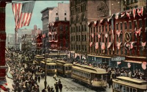 SYRACUSE NY Business Centre STREETCARS TROLLEYS c1910 Postcard