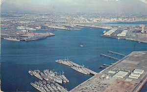 Postcard; Air View Terminal Island Naval Station, Port of Long Beach CA Unposted