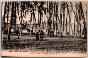 Beziers - Bosquet Et Le Pont Canal France Men in Woods Postcard