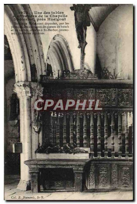 Old Postcard One of the tables has offerings in the chapel near St Herbot Hue...