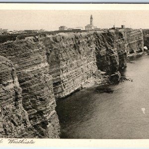 c1920s Helgoland, Germany West Coast Cliff Lighthouse Island Town Church A356