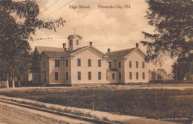 Pocomoke City MD High School Albertype Publisher in 1918 Postcard