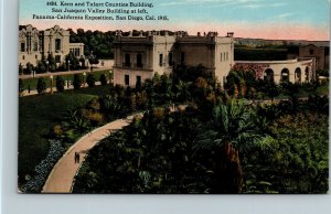 Vtg San Diego Kern Tulare County Buildings Panama California Exposition Postcard