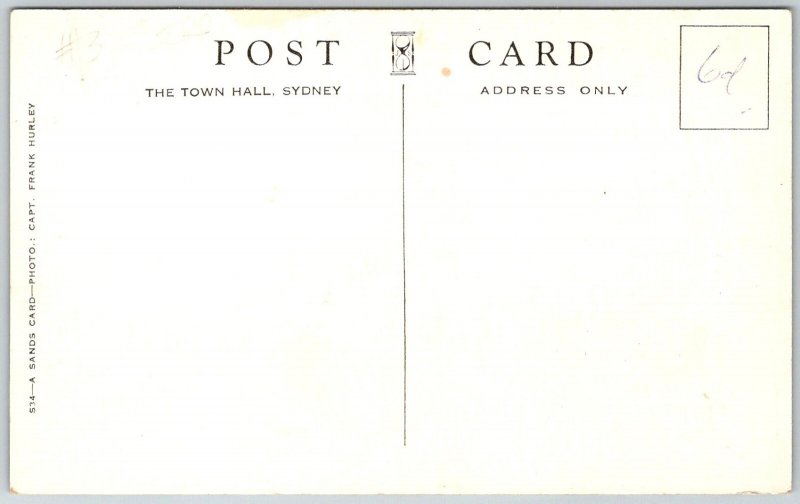 Sydney Australia 1960s Postcard Town hall
