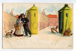 493089 COMIC Lover BELLE Girl & Guard of honour LOVE Outpost Vintage postcard