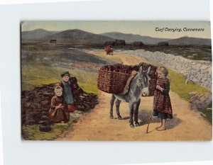 Postcard Turf Carrying Connemara Ireland