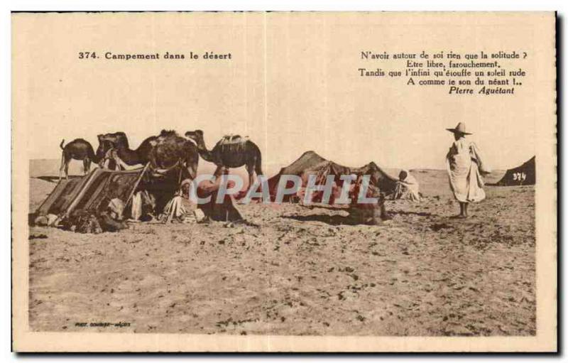 Old Postcard Algeria Ie camp in desert