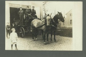 Audubon IOWA RPPC c1910 FIRE DEPARTMENT Firemen Wagon nr Manning Harlan Carroll