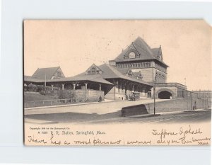 Postcard R. R. Station Springfield Massachusetts USA