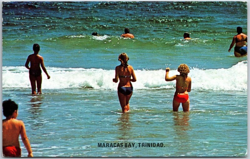 Maracas Bay Trinidad and Tobago Beach Bathing Strong Ocean Waves Postcard