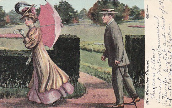 An Attractive Parasol Man Following Woman 1908