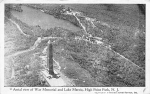 Aerial View of War Memorial and Lake Marcia High Point Park, New Jersey Postcard