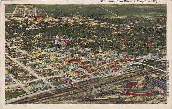 Wyoming Cheyenne Aeroplane View Of Cheyenne 1945