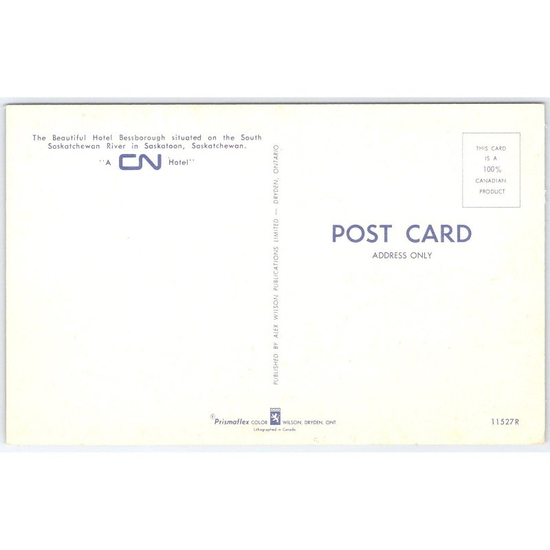 Postcard Hotel Bessborough Saskatoon Saskatchewan CN Hotel