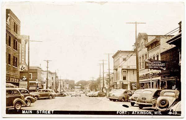 Fort Atkinson WI Street Vue Crystal Soda Grill Stores RPPC Real Photo Postcard